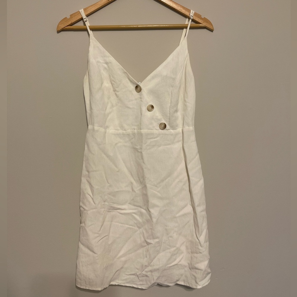 Cream V-Neck Mini Dress